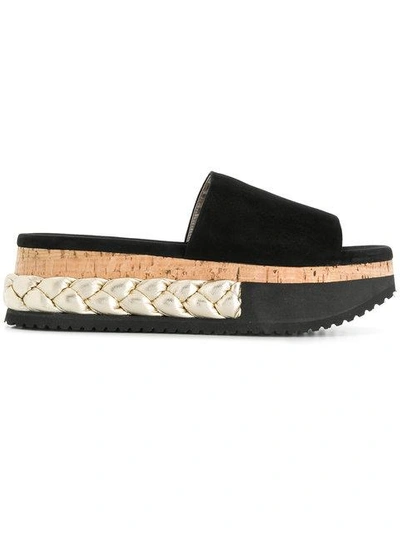 Shop Agl Attilio Giusti Leombruni Braided Platform Slippers In Black