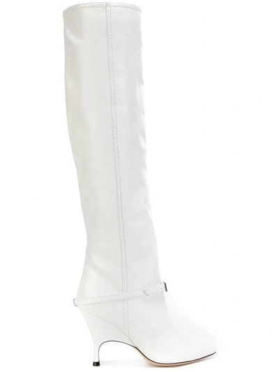 Shop Alchimia Di Ballin Buckle Detail Knee Length Boot In White
