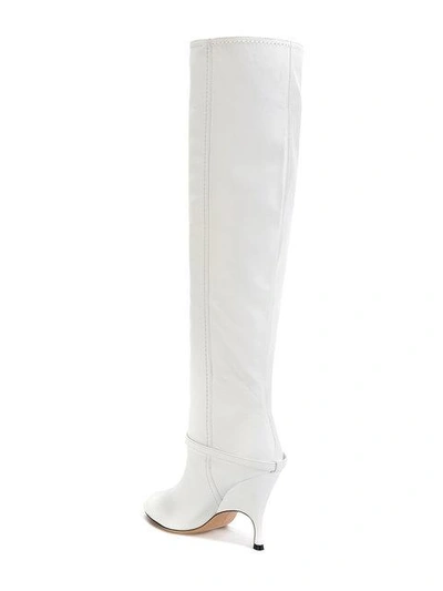 Shop Alchimia Di Ballin Buckle Detail Knee Length Boot In White