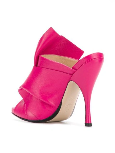 Shop N°21 Nº21 Abstract Bow Stiletto Mules - Pink & Purple