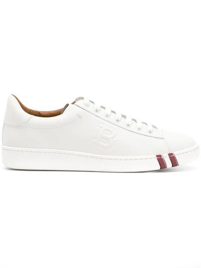 Shop Bally Stitched B Sneakers In White