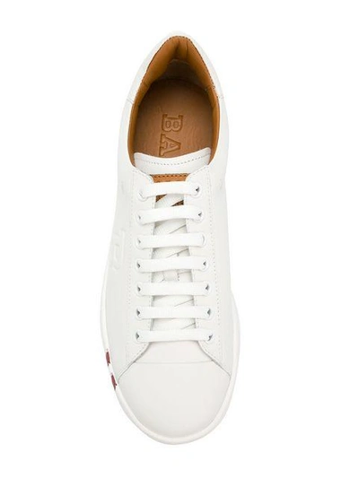 Shop Bally Stitched B Sneakers In White