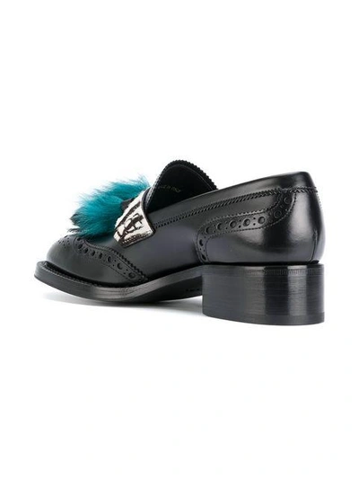 Shop Prada Fur Tassel Loafers - Black