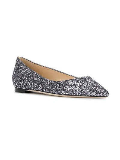 Shop Jimmy Choo Romy Ballerinas In Gunmetal Mix