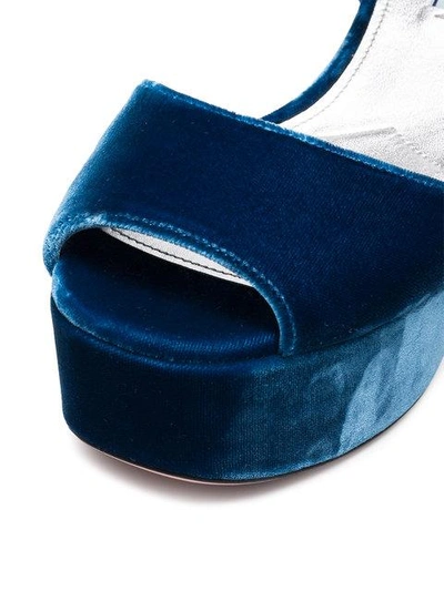 Shop Prada Blue 85 Velvet Platform Sandals