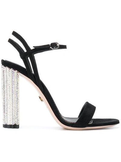 Shop Le Silla Metallic Heel Sandals In Black