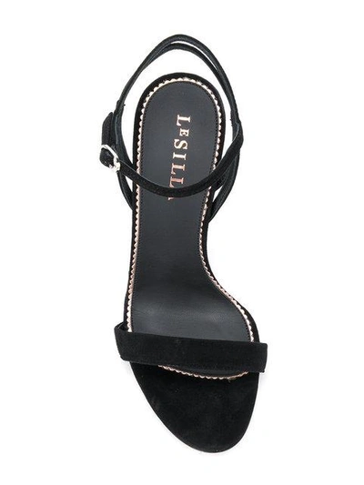 Shop Le Silla Metallic Heel Sandals In Black