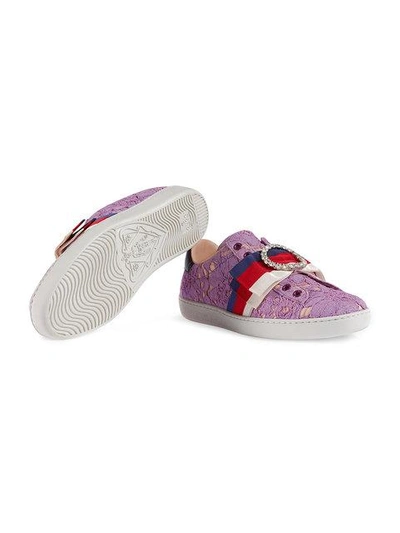 Shop Gucci Ace Lace Sneakers In 5460 Pink