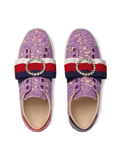 Shop Gucci Ace Lace Sneakers In 5460 Pink