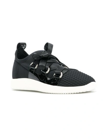 Shop Giuseppe Zanotti Slip-on Ribbon Tie Sneakers In Black