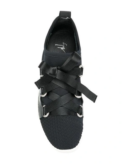 Shop Giuseppe Zanotti Slip-on Ribbon Tie Sneakers In Black