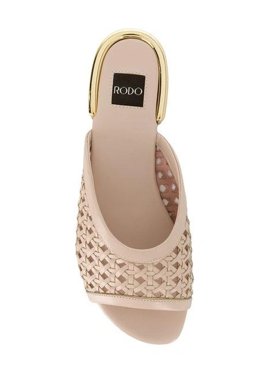 Shop Rodo Sahara Woven Mules In Pink