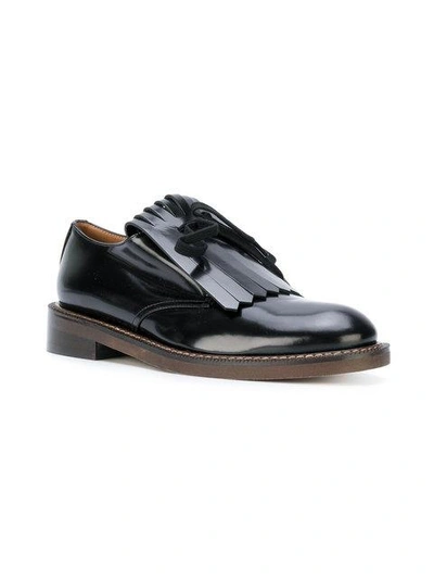 Shop Marni Fringed Loafers - Black