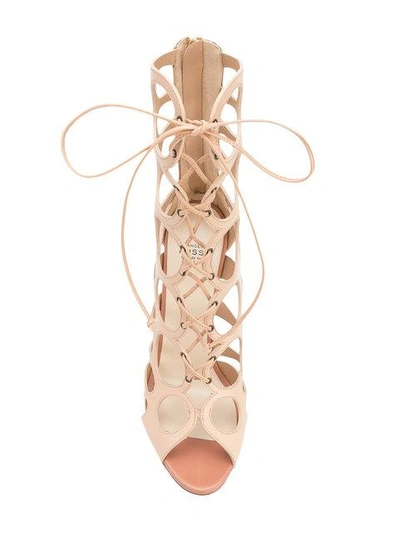 Shop Francesco Russo Laser-cut Boot Sandals - Nude & Neutrals
