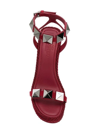 Shop Valentino Garavani Macro Stud Sandals In Red
