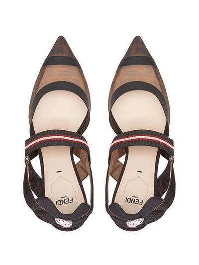 Fendi Tech Mesh Hummingbird Slingbacks Shoes In Blue