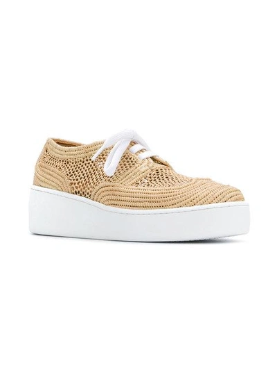Shop Robert Clergerie Lace Up Sneakers In Neutrals