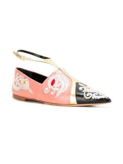 Shop Etro Embroidery Trim Slippers In Pink