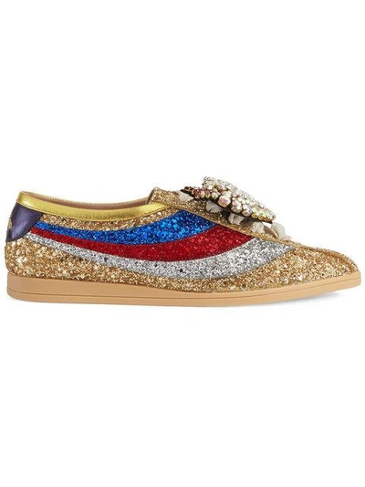 Shop Gucci Falacer Glitter Sneaker With Web