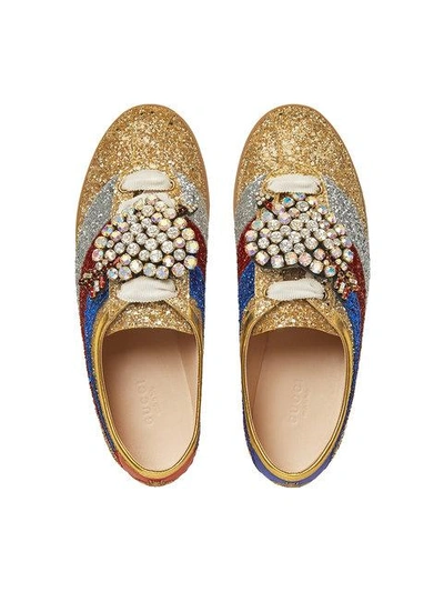 Shop Gucci Falacer Glitter Sneaker With Web