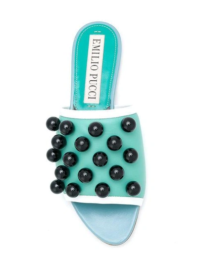 Shop Emilio Pucci Faux Pearl-embellished Slides