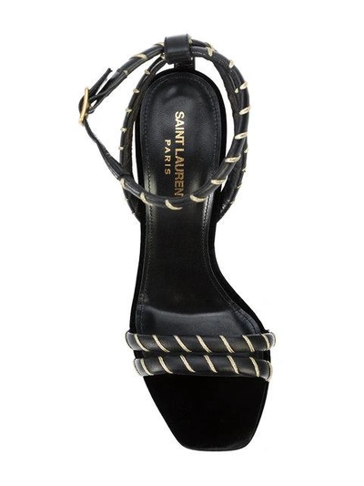 Shop Saint Laurent Woven Platform Sandals - Black