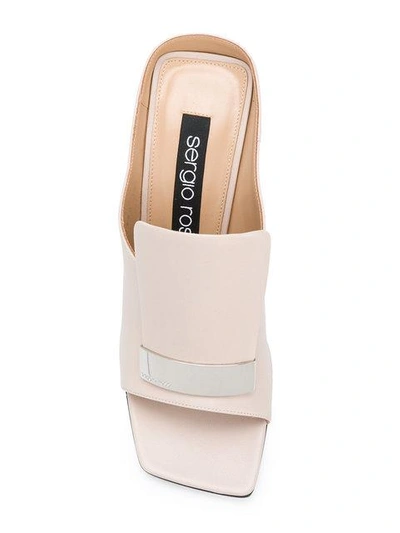 Shop Sergio Rossi Front Plaque Sandals In Neutrals