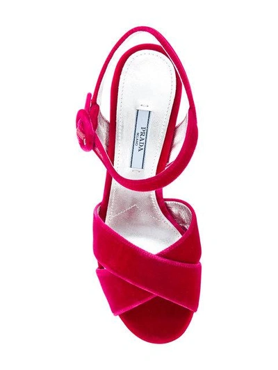 Shop Prada Open-tope Platform Sandals - Pink & Purple