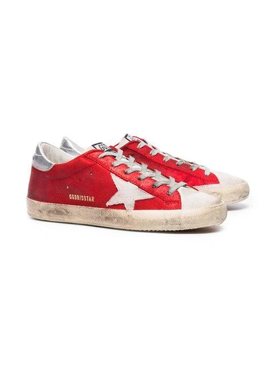 Shop Golden Goose Deluxe Brand Metallic Red Superstar Leather Sneakers