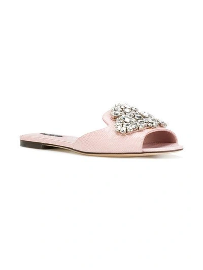 Shop Dolce & Gabbana Bianca Embellished Sandals - Pink