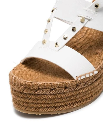 Shop Jimmy Choo White Danica 110 Wedge Leather Sandals