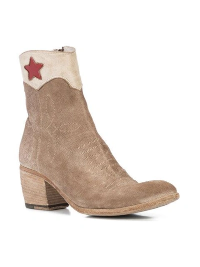 Shop Fauzian Jeunesse Red Star Ankle Boots In Brown