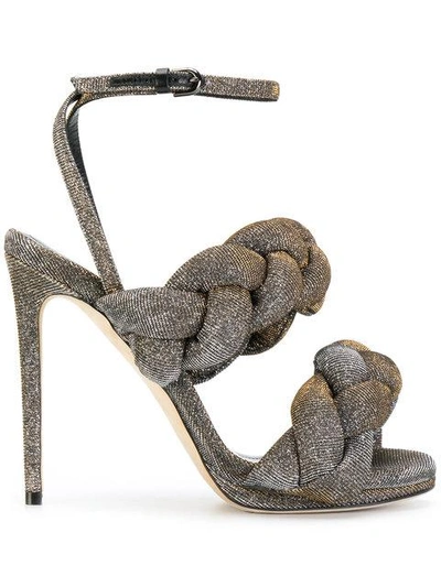 Shop Marco De Vincenzo Pleated Strappy Sandals - Metallic
