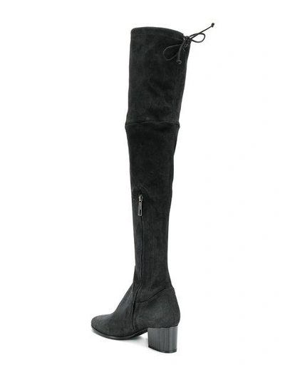 Shop Baldinini Thigh High Mid Heel Boots In Grey