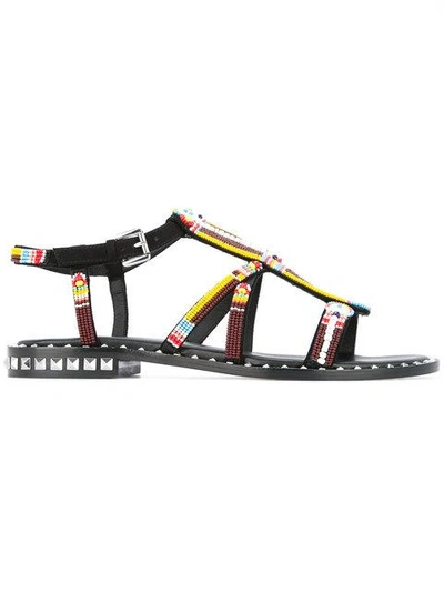 Shop Ash Beaded Upper Sandals In Black