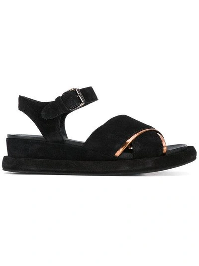 Shop Strategia Crossover Sandals In Black