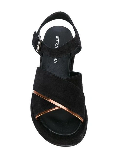 Shop Strategia Crossover Sandals In Black