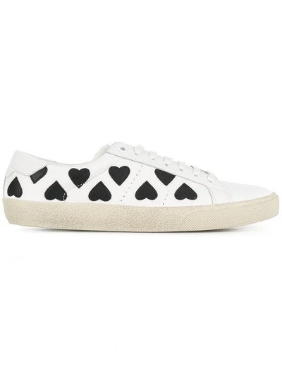 Shop Saint Laurent Heart Printed Sneakers In White