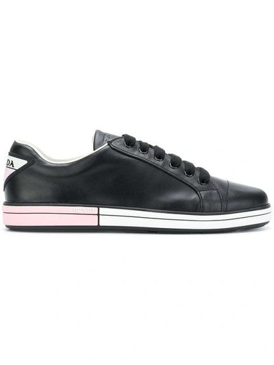 Shop Prada Dual Tone Soled Sneakers - Black