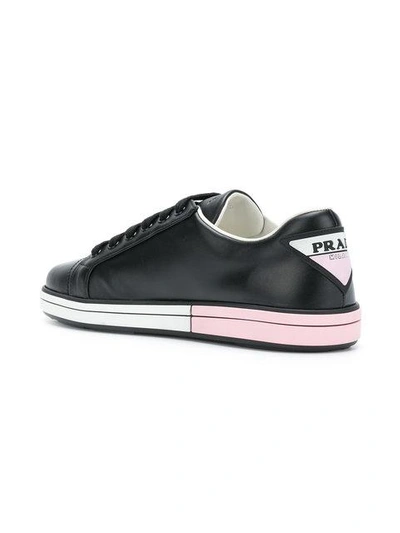 Shop Prada Dual Tone Soled Sneakers - Black