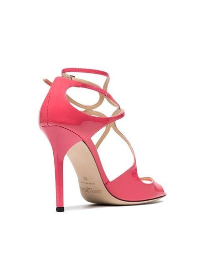 Shop Jimmy Choo Pink Lang 100 Patent Leather Sandals