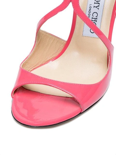 Shop Jimmy Choo Pink Lang 100 Patent Leather Sandals