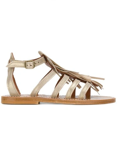 Shop Kjacques Fringe Sandals In Metallic