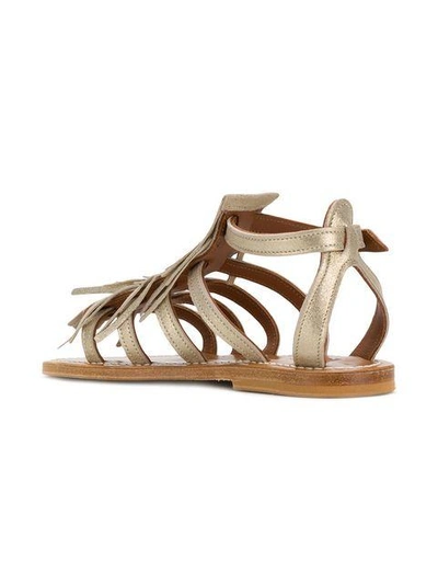 Shop Kjacques Fringe Sandals In Metallic