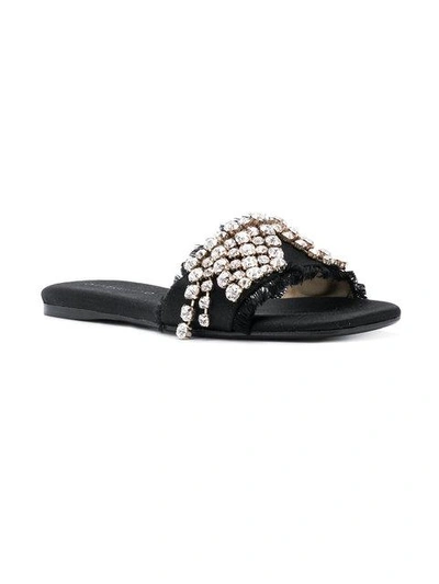 Shop Anna Baiguera Embellished Slides In Black