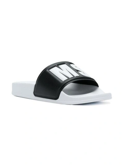 Shop Msgm Branded Sliders In Black