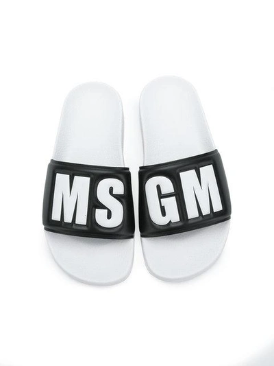 Shop Msgm Branded Sliders In Black