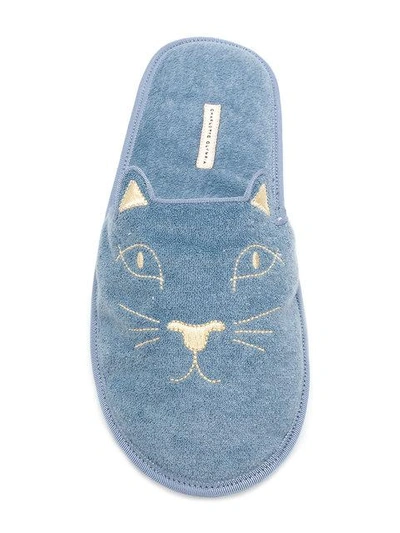 Shop Charlotte Olympia House Cats Slippers In Blue
