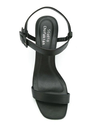 Studio Chofakian Block Heel Sandals - Black In Black