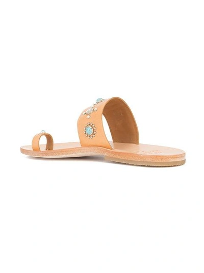Shop Calleen Cordero Nickel And Turquoise Embellished Sandals In Neutrals